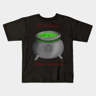 Christmas Cauldron- 'We Wish You a Merry Witch-mas!' Kids T-Shirt